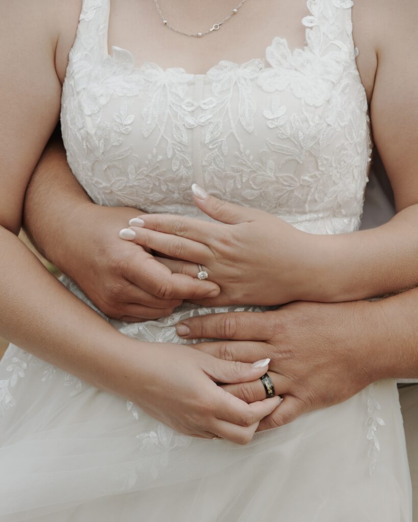 Hands showing wedding rings